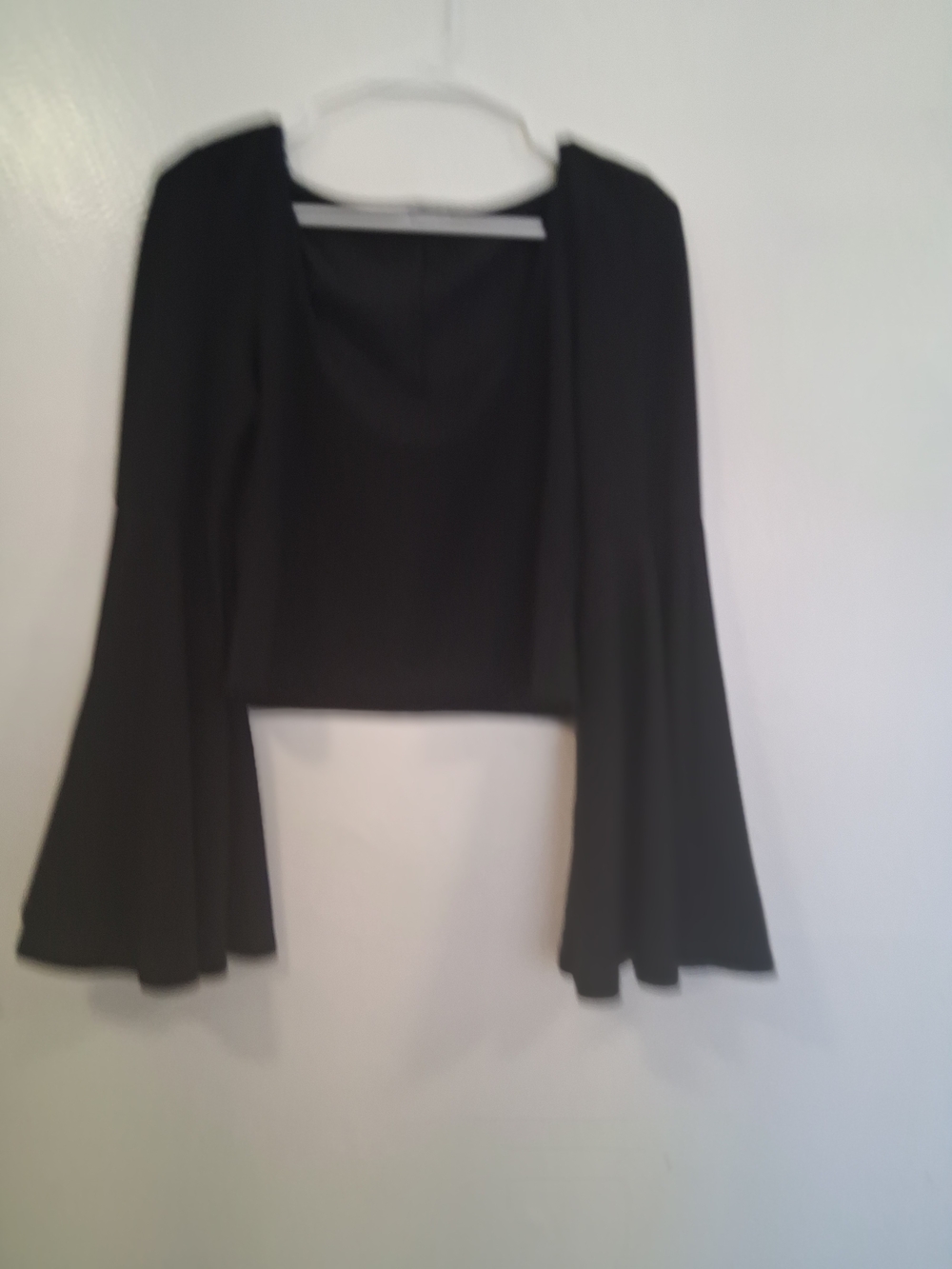 Zara Black Bell-Sleeve Crop Top
